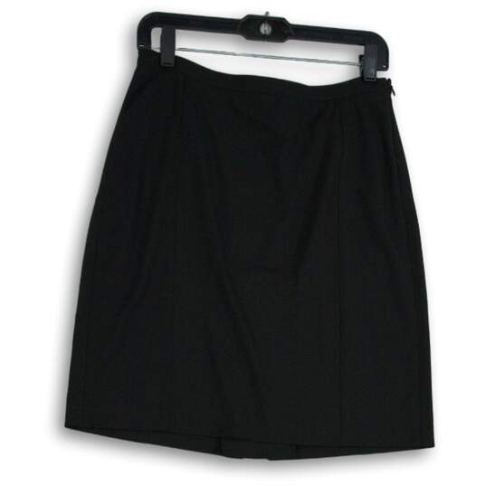 The Limited Womens Black Flat Front Back Slit Side-Zip Mini Skirt 6 image number 1
