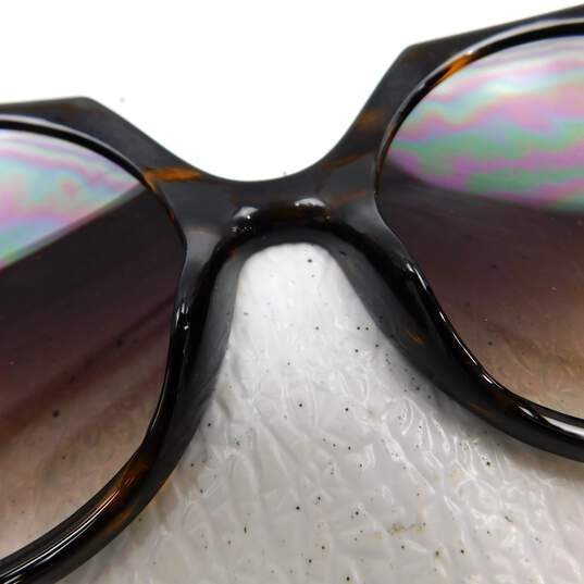 Judith Leiber 'Fushia' Lense Havana Brown Frame Oversized Sunglasses, Box & Dust Bag NWT with COA image number 15