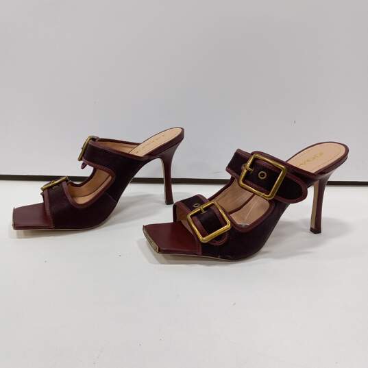 Coach Women's Kyle Wine Sandals with Calf Fur Size 10B NWT image number 2