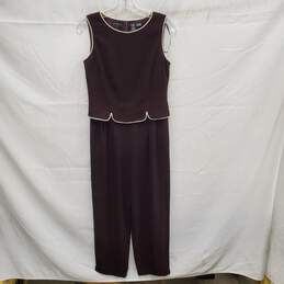 Liz Claiborne WM's Brown & Cream Trim Jumpsuit Size 6