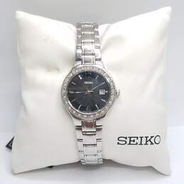 Seiko 6N22-0000 28mm WR Black Dial Swarovski Elements Date Watch 56.0g alternative image