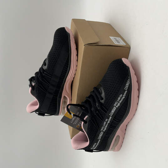 NIB Womens 1116 Pink Black Steel Toe Low Top Lace-Up Sneaker Shoes Sz EU 39 image number 2