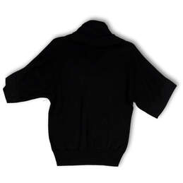 Womens Black Knitted Cowl Neck Short Sleeve Stretch Pullover Sweater Size S alternative image