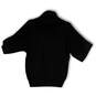 Womens Black Knitted Cowl Neck Short Sleeve Stretch Pullover Sweater Size S image number 2
