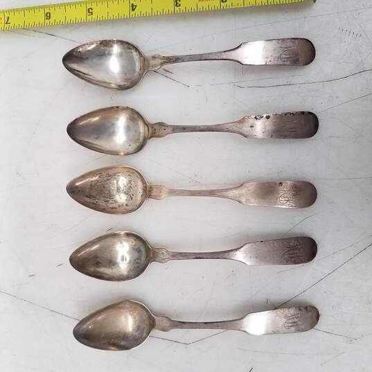 5x Antique R.T. Silver Coffee Spoon Monogram image number 1