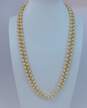 Vintage Crown Trifari Faux Pearl Rhinestone Double Strand Necklace 112.9g image number 1