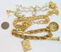 Vintage Gold Tone & Faux Pearl Charm Bracelets 102.4g image number 10