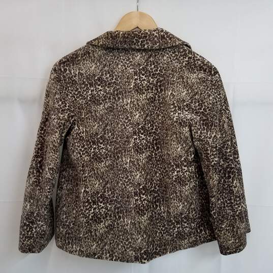 Leopard print faux fur plush jacket women's 2 petite nwt image number 3