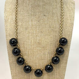 Designer J. Crew Gold-Tone Black Beaded Lobster Clasp Link Chain Necklace