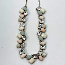 Designer J. Crew Gold-Tone Multicolor Crystal Cut Stone Chain Necklace