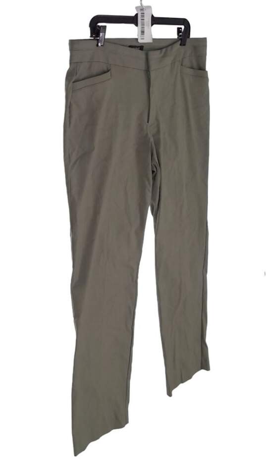 Womens Gray Solid Flat Front High Rise Straight Leg Pants Size 16 T image number 4