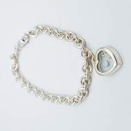 Sterling Silver Bracelet W/Heart Charm 15.1g