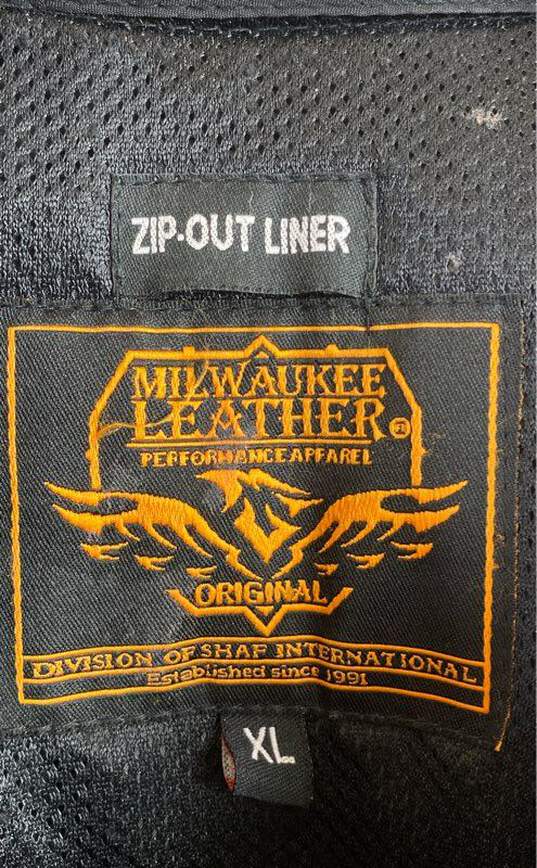 Milwaukee Men Black Heavyweight Leather Jacket L image number 3
