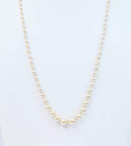 Vintage 10k Yellow Gold Clasp Faux Pearl Necklace & Screw Back Earrings 15.5g alternative image