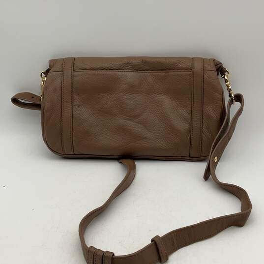 Womens Tan Leather Detachable Strap Inner Pockets Magnetic Shoulder Bag image number 2