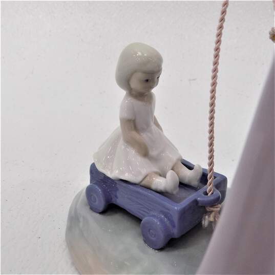 Vntg Lladro Retired Little Girl Pulling Doll In Wagon Porcelain Figurine image number 4