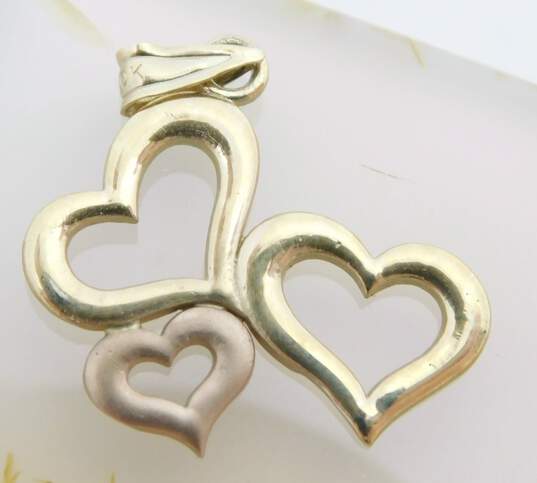 10k Yellow & Rose Gold Open Hearts Pendant 1.1g image number 1