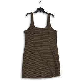 NWT Womens Brown Cheks Square Neck Sleeveless Back Zip Mini Dress Size 16 T alternative image