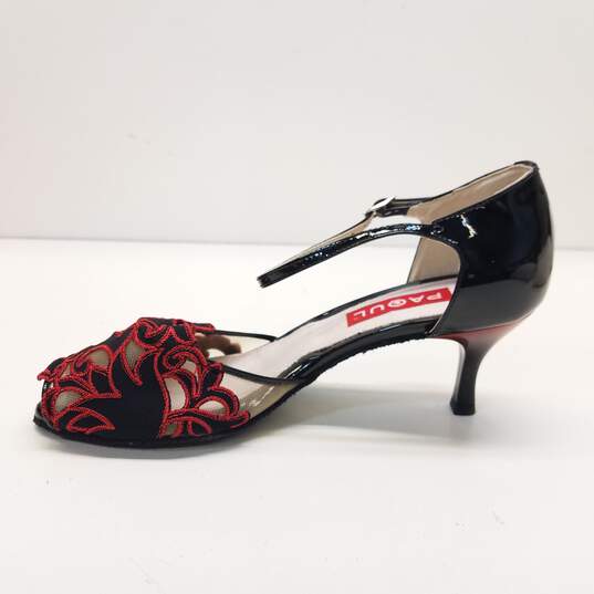 Paoul 601 Patent Leather Lace Open Toe Sandal Black/Red 7.5 image number 2