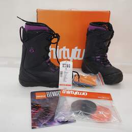 ThirtyTwo Women's TM-3 Black/Purple Snowboard Boots Size 7.5 + Heel Hold Kit