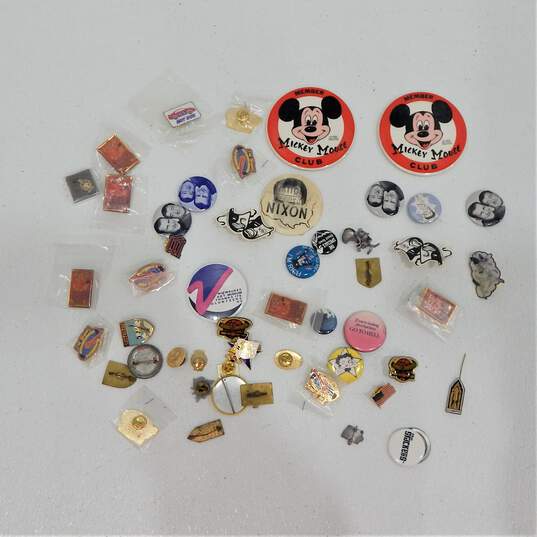 Vintage Lot Assorted Buttons Pins Pinbacks Novelty Funny Travel Advertising image number 1