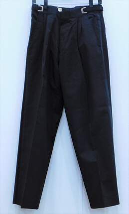 Black Men's Buckle-Detail Size 31 Woven Dress Trousers