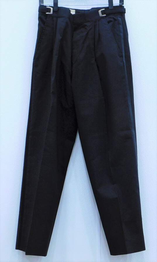 Black Men's Buckle-Detail Size 31 Woven Dress Trousers image number 1