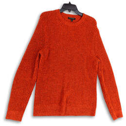 Womens Orange Knitted Stretch Crew Neck Long Sleeve Pullover Sweater Size L alternative image