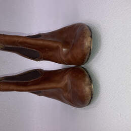 Womens Brown Leather Almond Toe Block Heel Pull On Chelsea Boots Size 8 alternative image