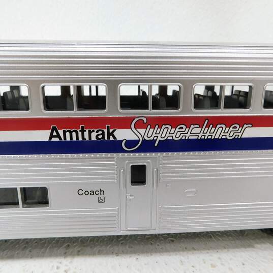 MTH O Gauge 30-6500 Amtrak Superliner 4 Car Passenger Train Set Coaches & Lounge image number 6