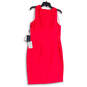 NWT Womens Pink V-Neck Sleeveless Stretch Back Zip Sheath Dress Size 12 image number 2