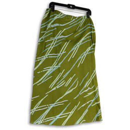 Womens Green Elastic Waist Stretch Pull-On Midi Wrap Skirt One Size alternative image