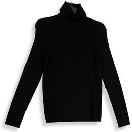 Womens Black Knitted Turtleneck Long Sleeve Pullover Sweater Size M