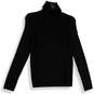 Womens Black Knitted Turtleneck Long Sleeve Pullover Sweater Size M image number 1