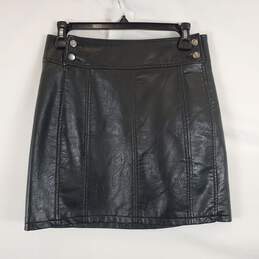 Free People Women's Black Faux Leather Skirt SZ 2