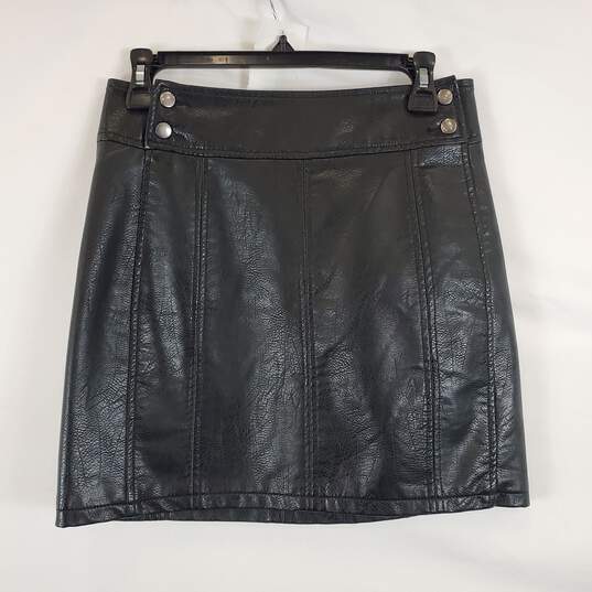 Free People Women's Black Faux Leather Skirt SZ 2 image number 1