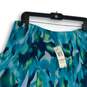 NWT Womens Blue Green Floral Pleated Front Side Zip Flare Skirt Size 12 image number 3