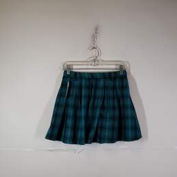 Womens Plaid Pleated Front Side Zip Short Mini Skirt Size XS alternative image