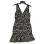 NWT Womens Black Beige Floral Lace V-Neck Sleeveless Short Mini Dress Size 10 image number 1