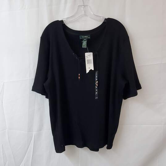 Ralph Lauren Black Ribbed T-Shirt Size 3X image number 1
