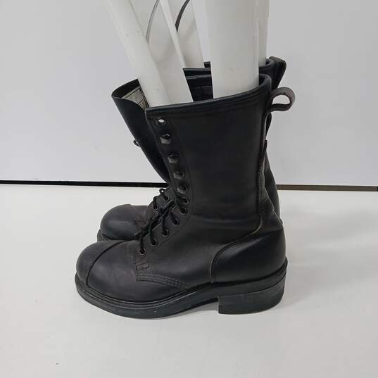 Ansi Biltrite Men's Black Leather Combat Boots Size 8 image number 3