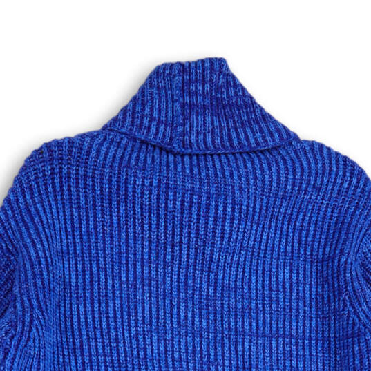 Womens Blue Knitted Turtleneck Long Sleeve Pullover Sweater Size Medium image number 4