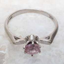 10K White Gold 5mm Round Pink Sapphire Ring Size 6 alternative image