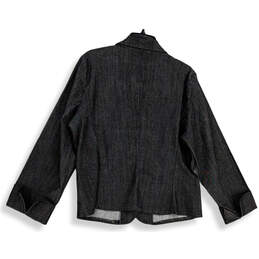 Womens Gray Notch Lapel Single Pockets Breasted Three Button Blazer Size 14 alternative image