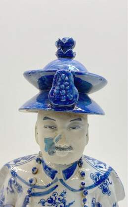 Blue and White Porcelain 18 inch Tall Chinese Emperor Statue alternative image