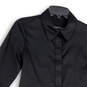 Womens Black Long Sleeve Spread Collar Button Front Shirt Dress Size 00 image number 3