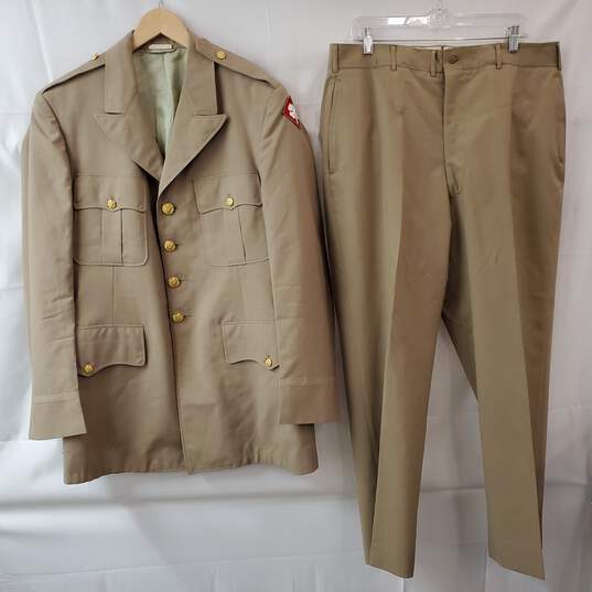 Vintage US 4th Army WW2 Officer Service Dress Uniform Suit XL image number 1