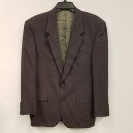 Mens Brown Long Sleeve Notch Lapel Single Breasted Two-Button Blazer Size M