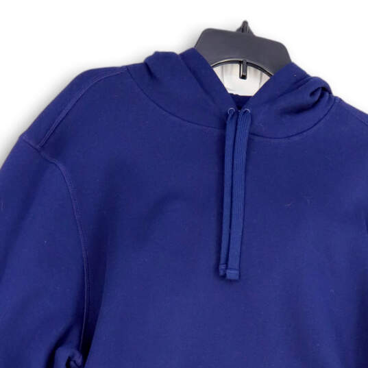 Mens Blue Long Sleeve Pockets Drawstring Pullover Hoodie Size Large image number 4