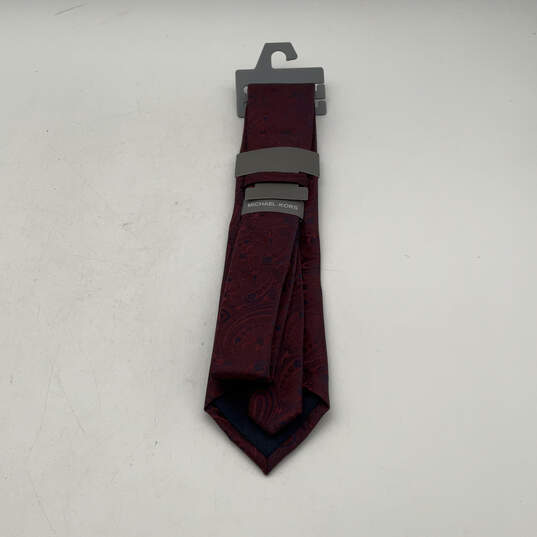 NWT Mens Red Silk Adjustable Pointed Designer Neck Tie image number 2
